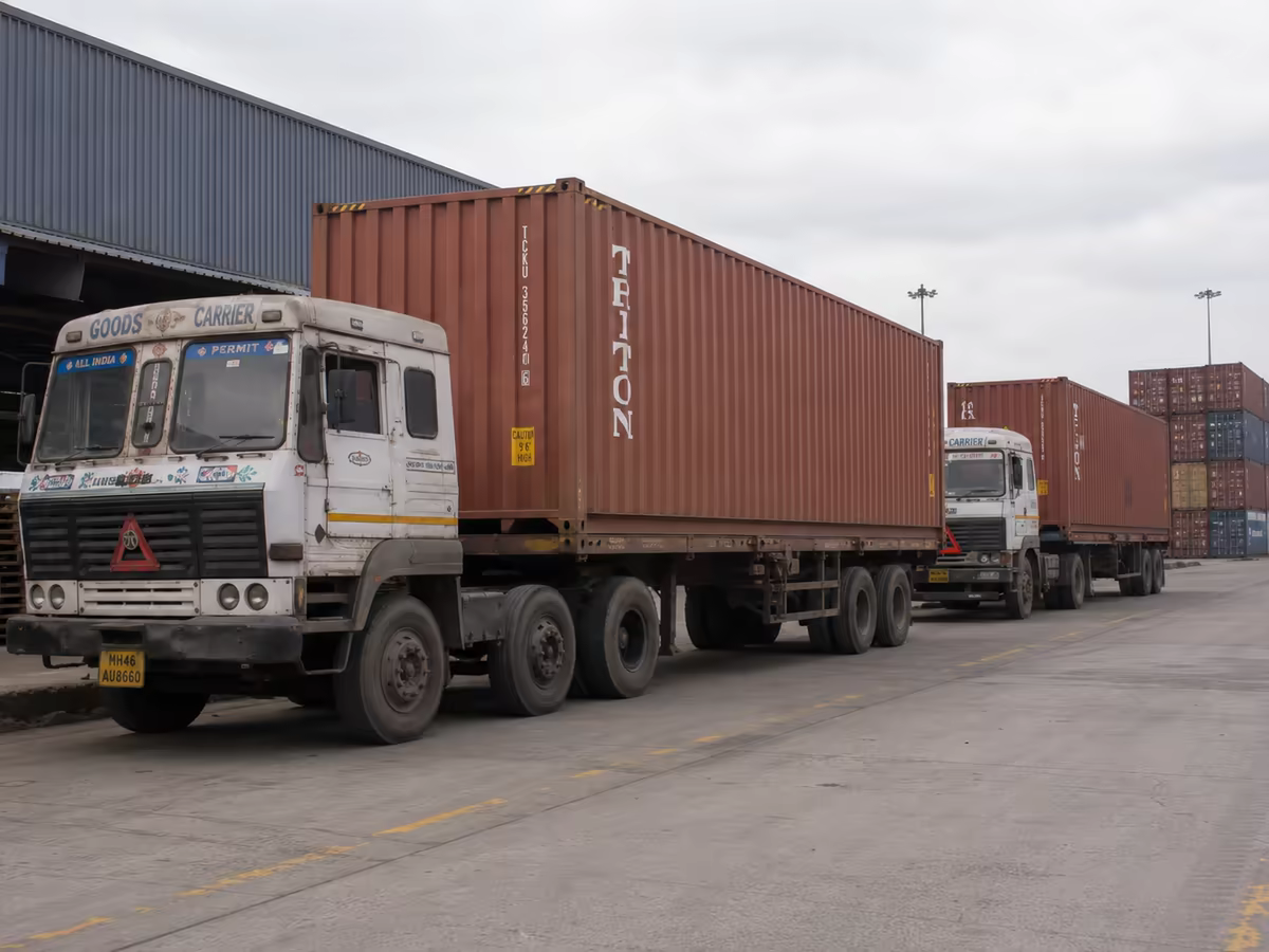 Container trailers parked in the freight yard